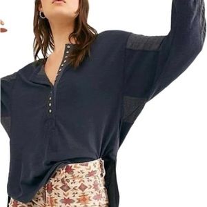 Free People We the Free Back At It Henley, size S